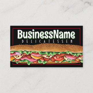 Tarjeta De Visita Sandwich Sub Shop Deli Hoagie Catering