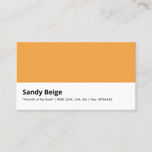 Tarjeta De Visita Sandy Beige | "Calidez de la Tierra" Amarillo (Anverso)