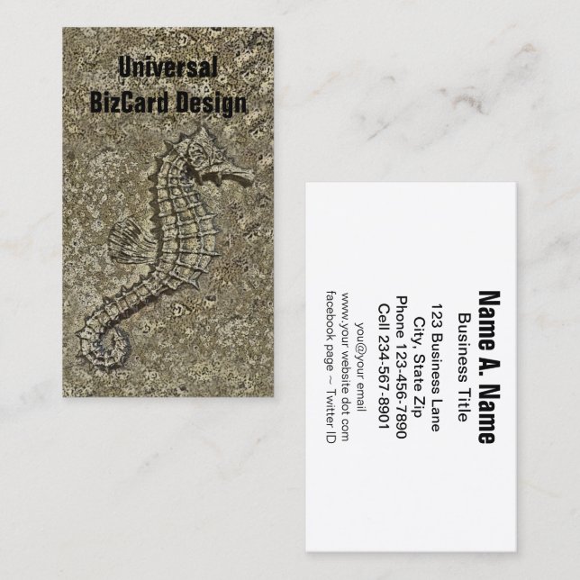 Tarjeta De Visita Sandy Textured Seahorse Photography (Anverso / Reverso)