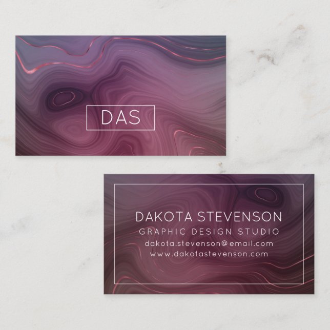 Tarjeta De Visita Sangria Strata | Moody Pink Dusky Purple Personali (Anverso / Reverso)