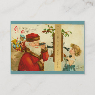 Tarjeta De Visita Santa Claus e hijo al estilo de la cosecha telefó