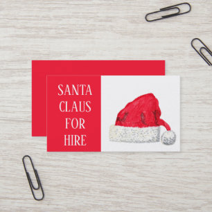 Tarjeta De Visita Santa Claus Xmas Red Hire Sleigh Profesional