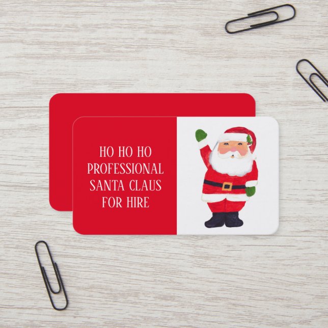 Tarjeta De Visita Santa Claus Xmas Red Hire Sleigh Profesional (Anverso/Reverso In Situ)