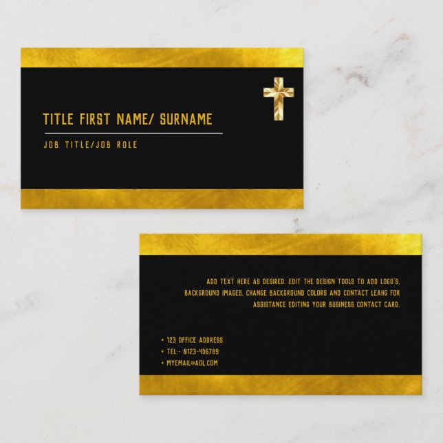 Tarjeta De Visita Santa Cruz de la fe cristiana Deacon Pastor Clérig (Anverso / Reverso)