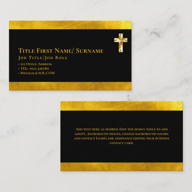 Tarjeta De Visita Santa Cruz de la fe cristiana Deacon Pastor Clérig (Anverso / Reverso)
