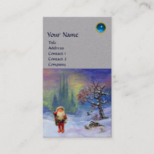 Tarjeta De Visita SANTA DE LOS GNOMES Gris MONOGRAM Zafiro Azul