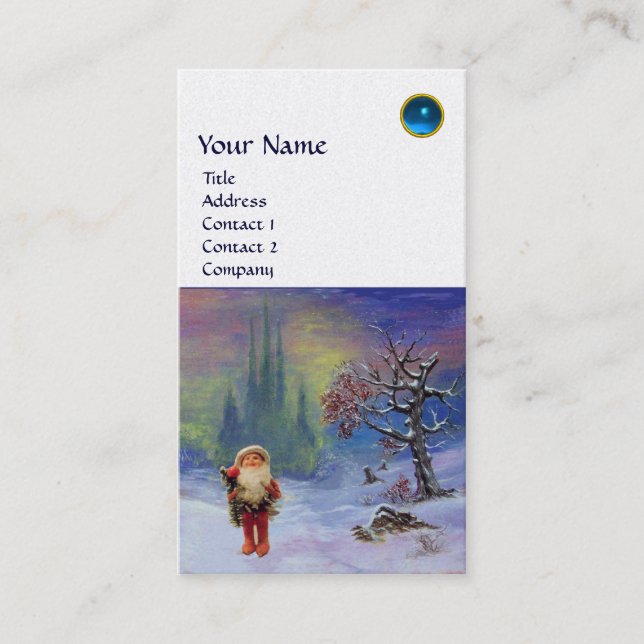 Tarjeta De Visita SANTA DE LOS GNOMES MONOGRAM Blue Sapphire Pearl (Anverso)