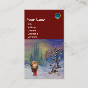 Tarjeta De Visita SANTA  DE LOS GNOMOS MONOGRAMA Zafiro Azul Rojo