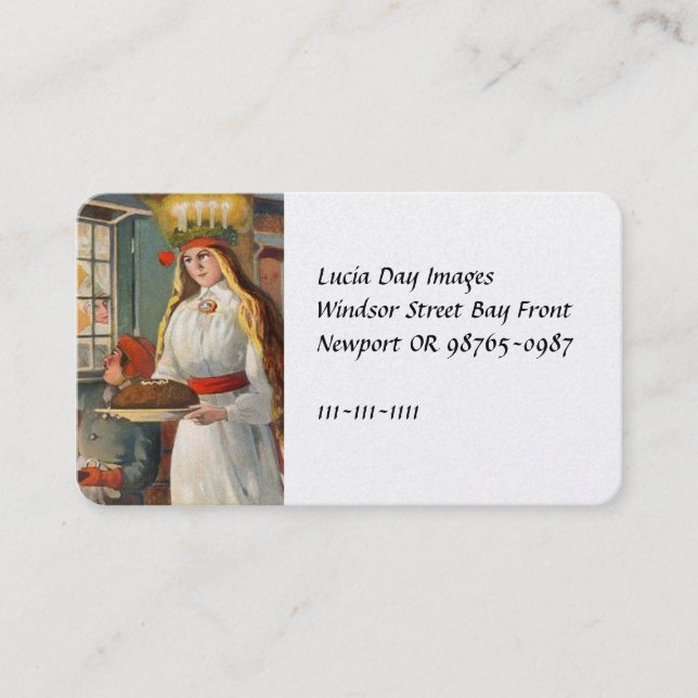 Tarjeta De Visita Santa Lucía y los niños traen pan de azafrán (Anverso)