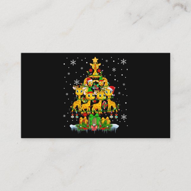 Tarjeta De Visita Santa Reindeer Elf Giraffes Árbol de Navidad Ilumi (Anverso)