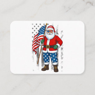 Tarjeta De Visita Santa USA Bandera Americana Navidad En Julio Feliz