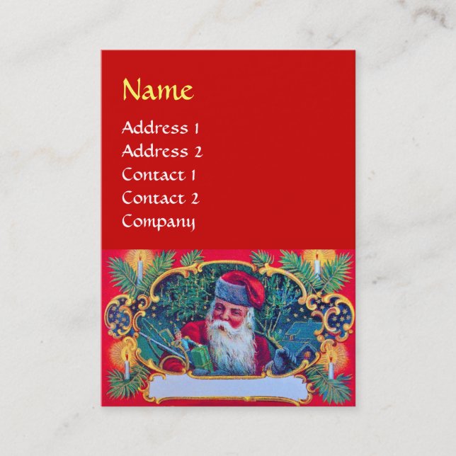 Tarjeta De Visita SANTA VINTAGE rojo (Anverso)