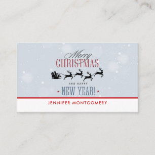 Tarjeta De Visita Santa y sus Navidades de Silhouette de renos volad