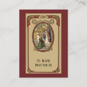 Tarjeta De Visita Santo patrón del St. Blaise de la enfermedad de la