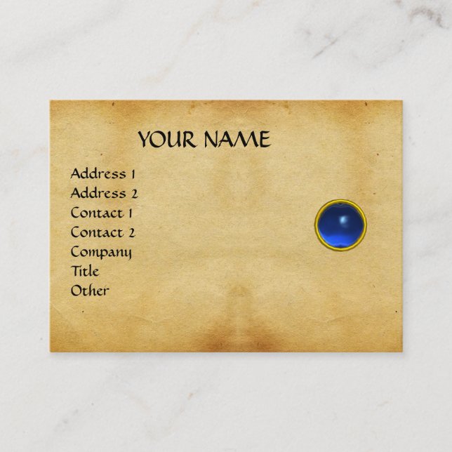 Tarjeta De Visita SAPPHIRE AZUL MON ,pergamino AGATA GRIS, platino (Anverso)