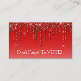Tarjeta De Visita Sapphire Blue Glitter Drip Vote Reminder