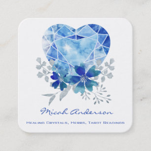 Tarjeta de visita Sapphire Blue Heart Square