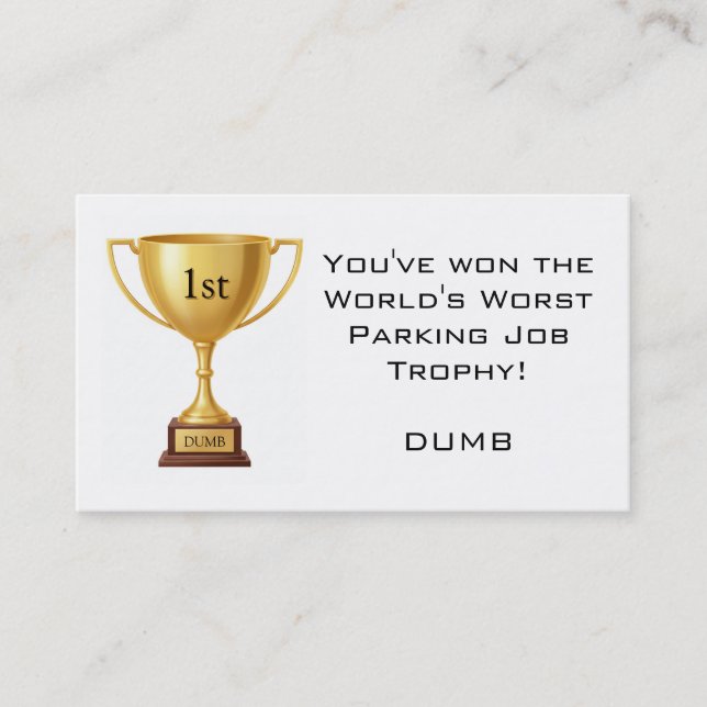 Tarjeta De Visita Sarcastic Parking Trophy (Anverso)