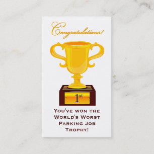 Tarjeta de visita sarcástica del trofeo del