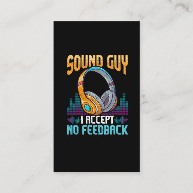 Tarjeta De Visita Sarcástico Sound Guy audífonos DJ Sound Engineer (Anverso)