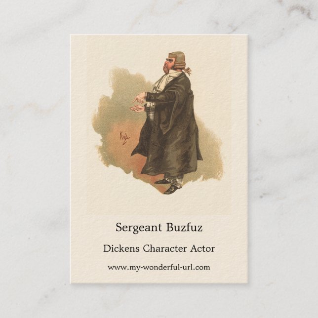 Tarjeta De Visita Sargento Buzfuz por Kyd Dickens The Pickwick Paper (Anverso)