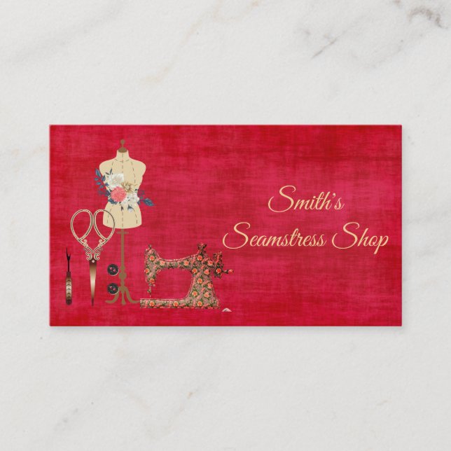 Tarjeta De Visita Sastra de Moda Antigua (Anverso)