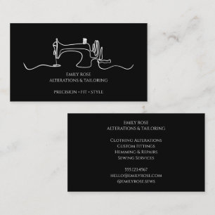 Tarjeta De Visita Sastre de costura en blanco y negro Alteraciones