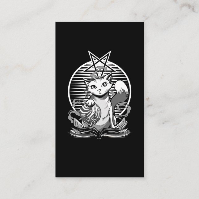 Tarjeta De Visita Satan Cat Fortune Teller Witchy Gótico Kitten (Anverso)