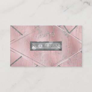 Tarjeta De Visita Satin de seda rosa y plata con brillo glam chic es