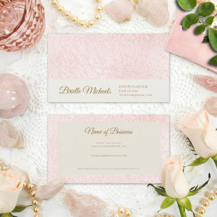 Tarjeta De Visita Satin Rosa De Perla Simple Con Elegante Guión De O