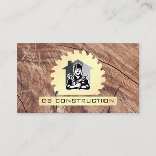 Tarjeta De Visita Saw Circular   Llave de martillo   Madera