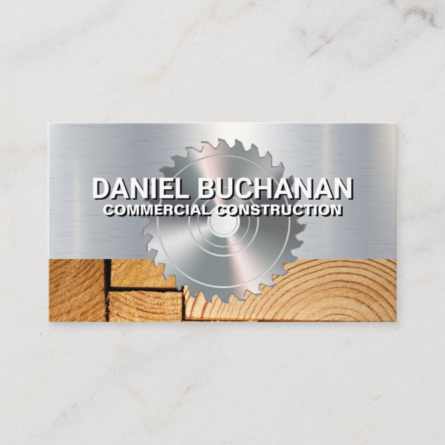 Tarjeta De Visita Saw Circular | Madera de corte | Construcción (Anverso)
