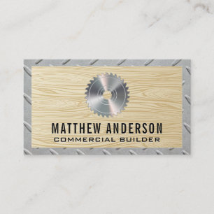 Tarjeta De Visita Saw Circular   Madera   Patrón de acero