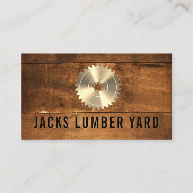 Tarjeta De Visita Saw de madera metálica de oro | Panel de madera (Anverso)