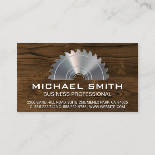 Tarjeta De Visita Saw de madera metálica   Panel de madera