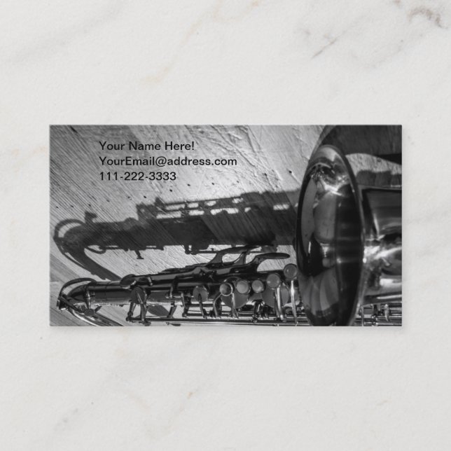 Tarjeta De Visita Saxofón blanco y negro del tenor (Anverso)