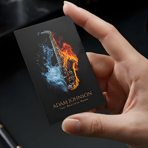 Tarjeta De Visita Saxofón de músico de lujo de fuego y agua         