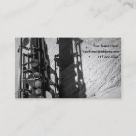 Tarjeta De Visita Saxofón de Tenor Blanco y Negro
