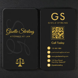 Tarjeta De Visita Scales of Justice Black Gold Attorney at Law