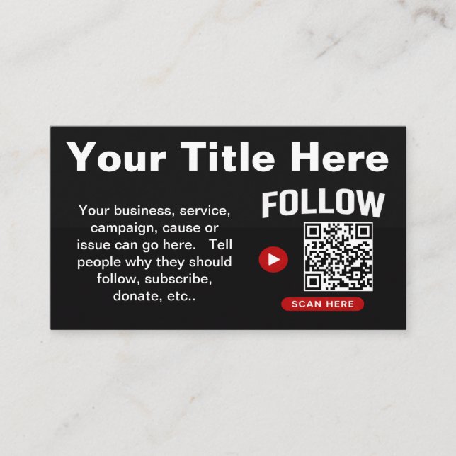 Tarjeta De Visita Scan to Follow QR Code Design Template (Anverso)