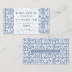 Tarjeta De Visita Scandinavian Blue and White Floral Elegant