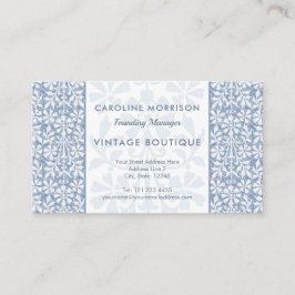 Tarjeta De Visita Scandinavian Blue and White Floral Elegant