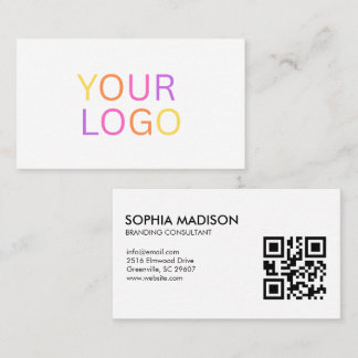 Tarjeta De Visita Scannable QR Code Logo Minimalist Business Card