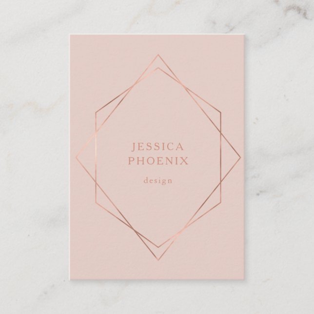 Tarjeta De Visita Schlicht, modern, Geometrik Rosegold, Beige (Anverso)
