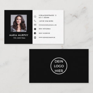 Tarjeta De Visita Schwarz Weiß Visitenkarte Mit Foto/Logo