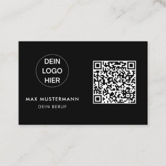 Tarjeta De Visita Schwarz Weiß Visitenkarte mit Logo und QR Code