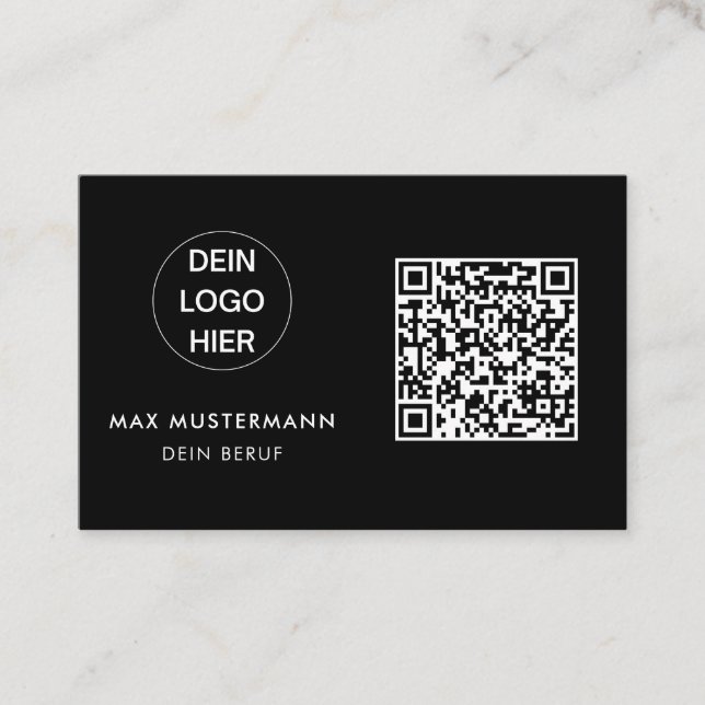 Tarjeta De Visita Schwarz Weiß Visitenkarte mit Logo und QR Code (Anverso)