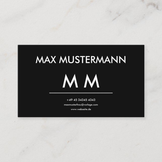 Tarjeta De Visita Schwarz Weiß Visitenkarte Selbst Gestalten Templat (Anverso)