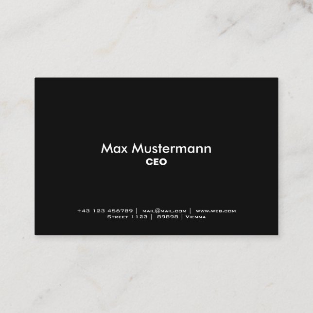 Tarjeta De Visita Schwarze professionelle Visitenkarte (Reverso)