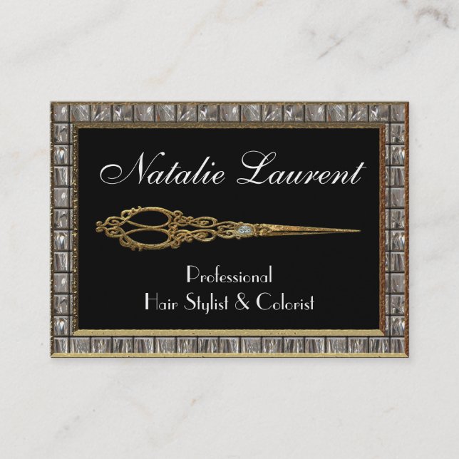 Tarjeta De Visita Scissor IV al Hairstylist elegante Royale (Anverso)